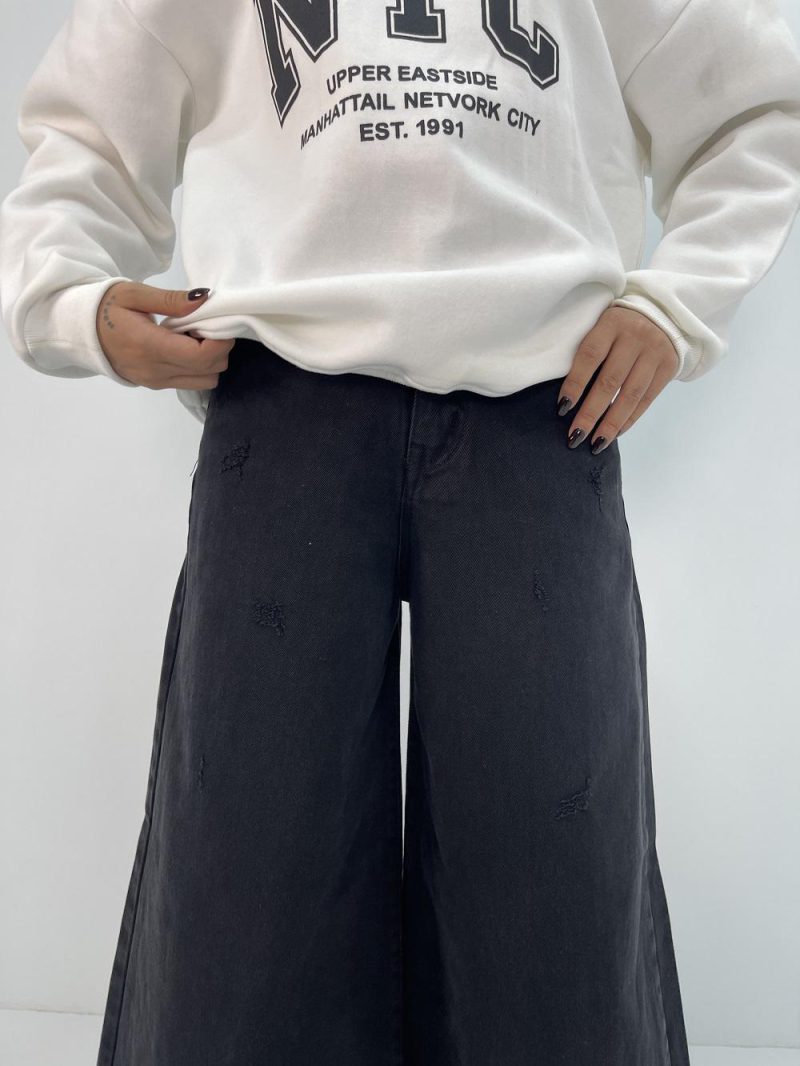 شلوار جین زنانه زغالی سوپر بگ