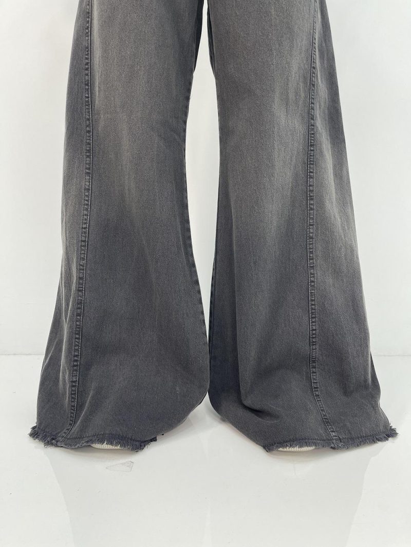 شلوار جین زنانه شافل زغالی سایز بزرگ