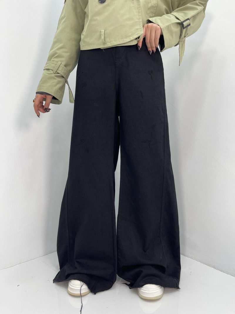 شلوار جین زنانه شافل مشکی سایز بزرگ