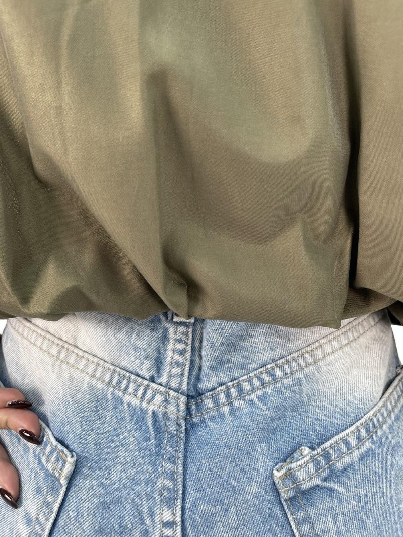 شلوار جین زنانه مام بالون آبی یخی