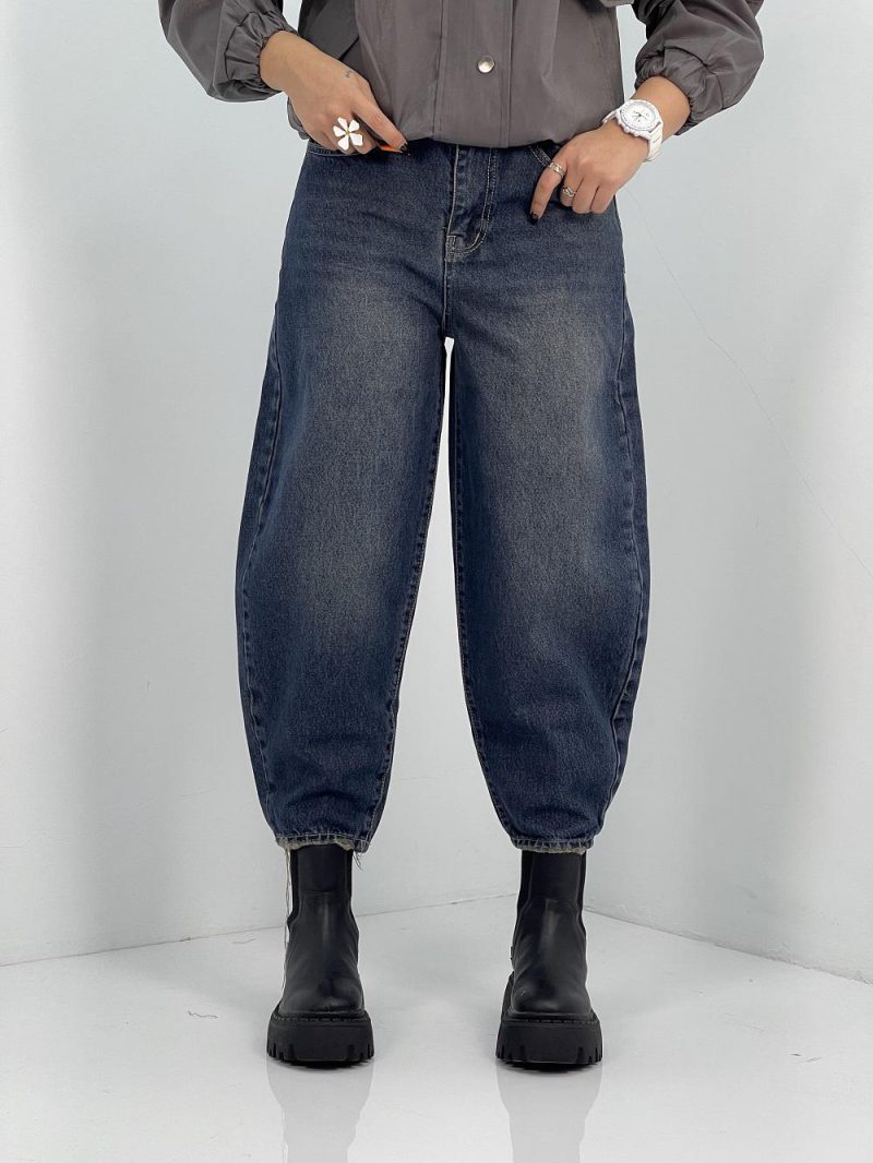 شلوار جین زنانه مام بالون آبی تیره