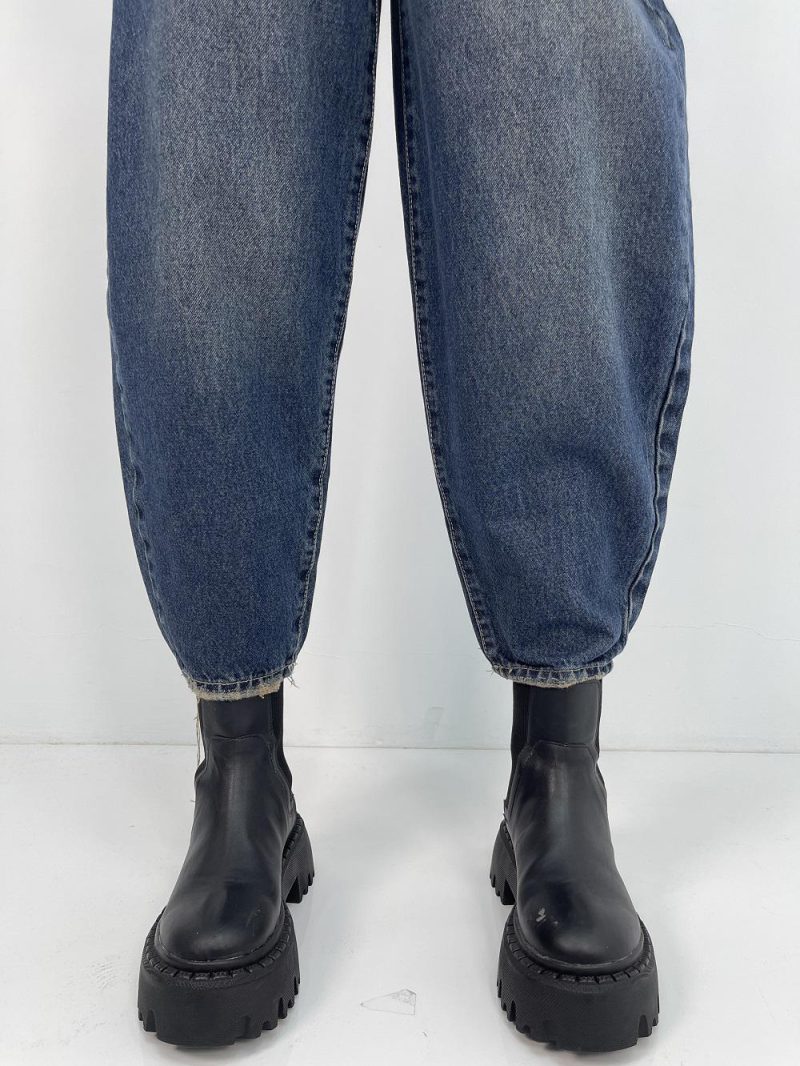 شلوار جین زنانه مام بالون آبی تیره