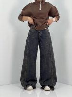 شلوار جین زنانه شافل بگ سرمه ای