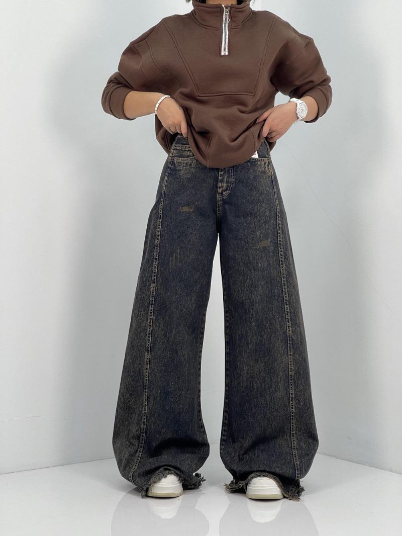 شلوار جین زنانه شافل بگ سرمه ای