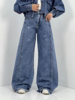 شلوار جین زنانه شافل بگ آبی