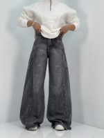 شلوار جین زنانه شافل بگ زغالی