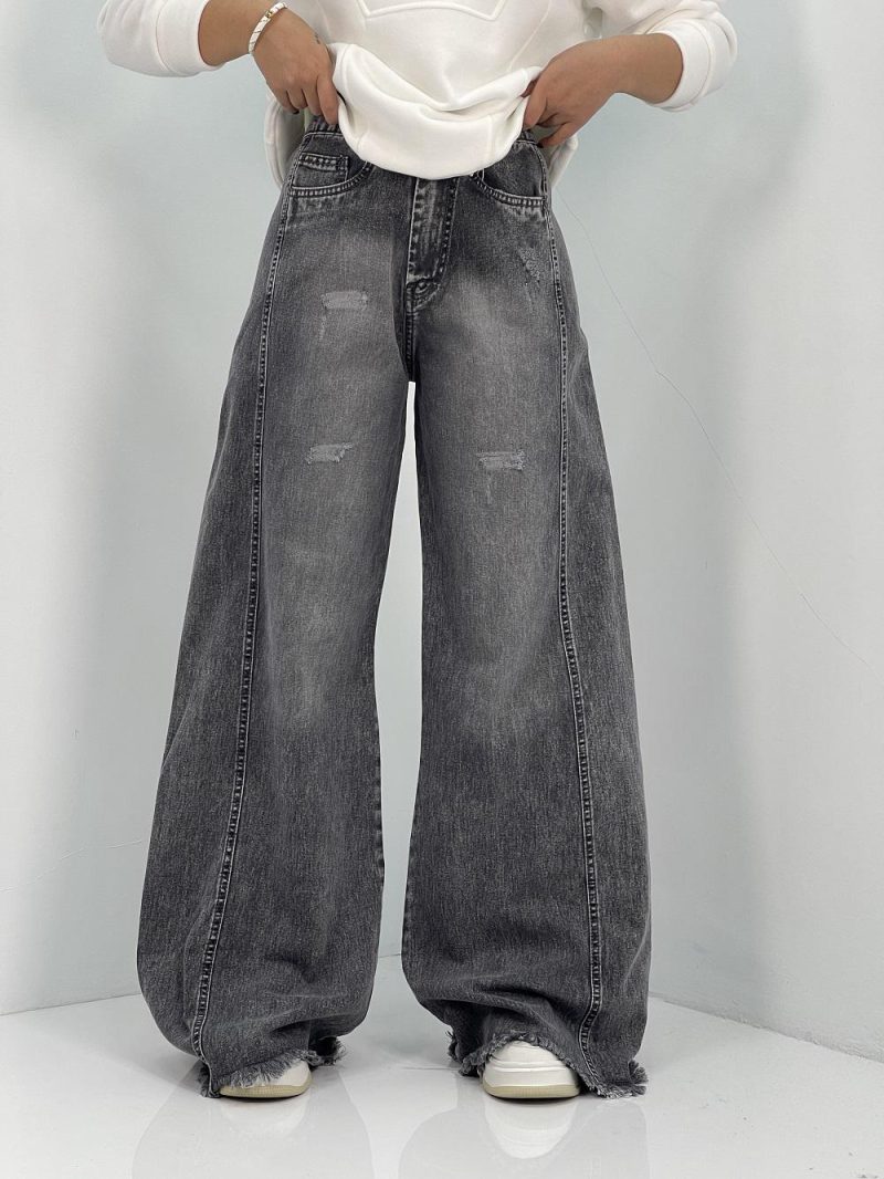 شلوار جین زنانه شافل بگ زغالی