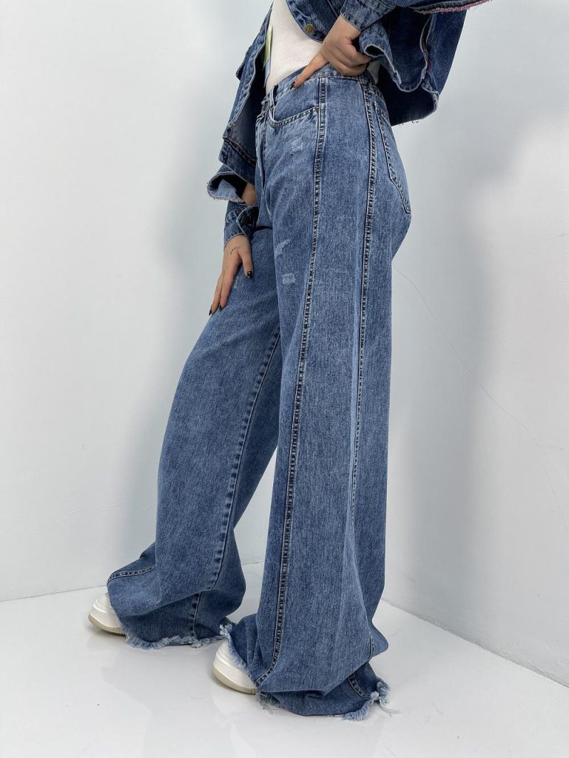 شلوار جین زنانه شافل بگ آبی