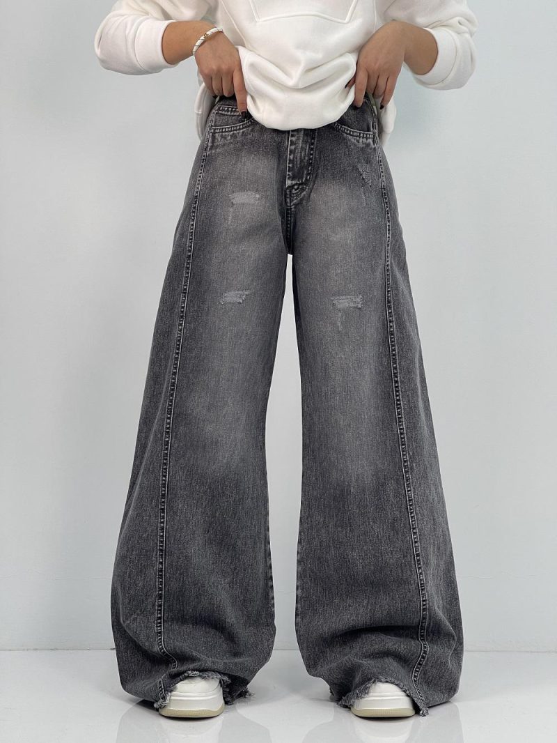 شلوار جین زنانه شافل بگ زغالی