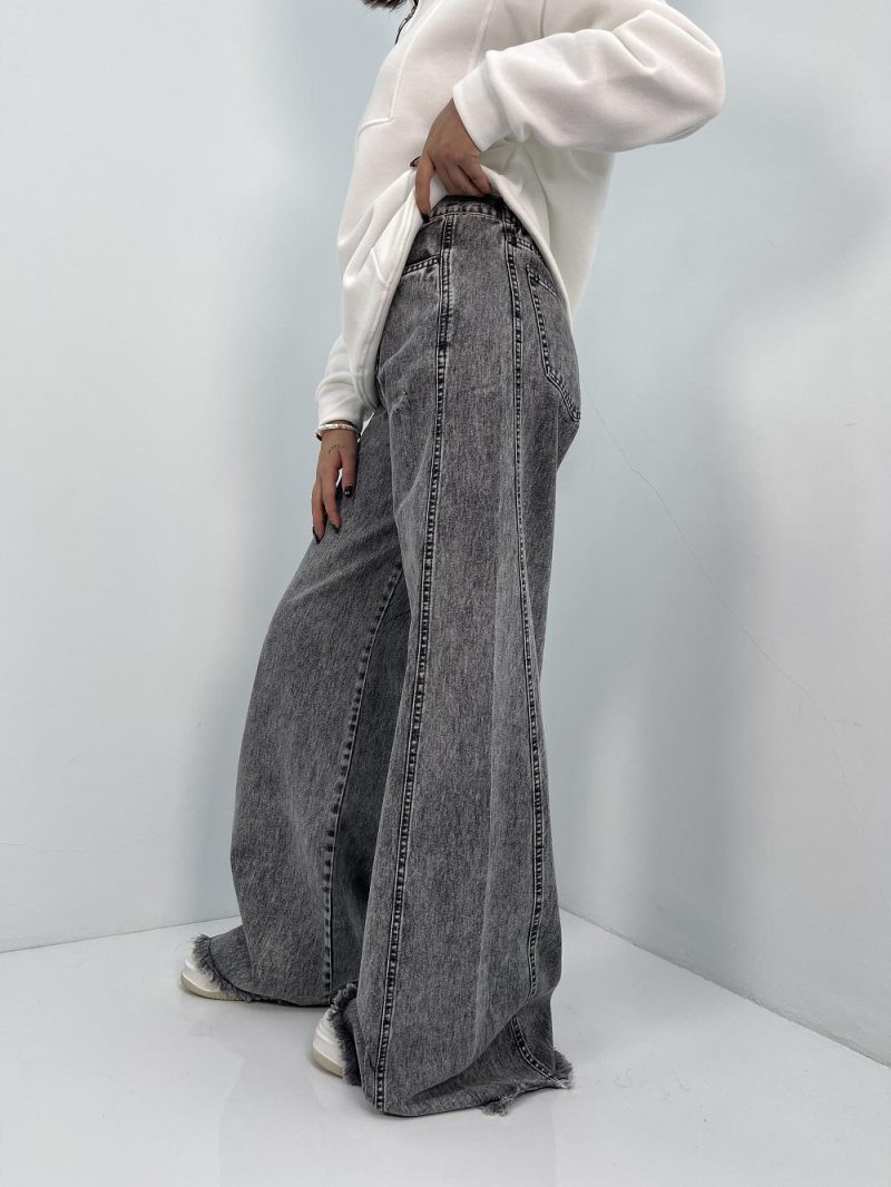 شلوار جین زنانه شافل بگ طوسی