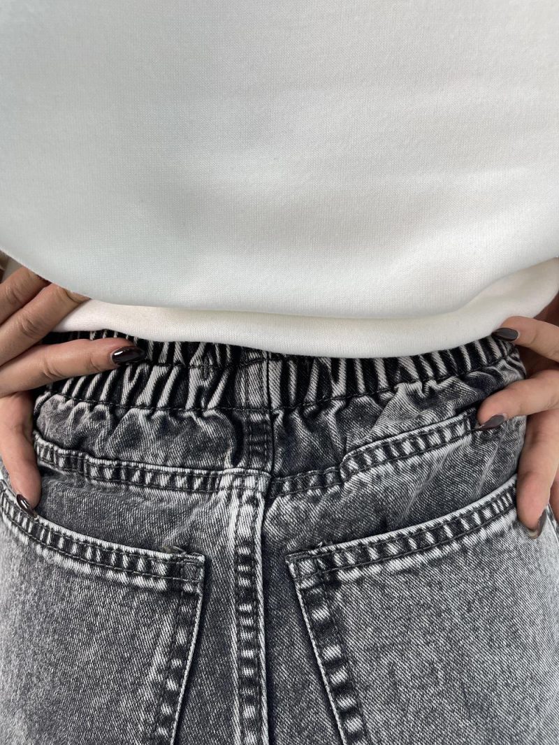 شلوار جین زنانه شافل بگ طوسی