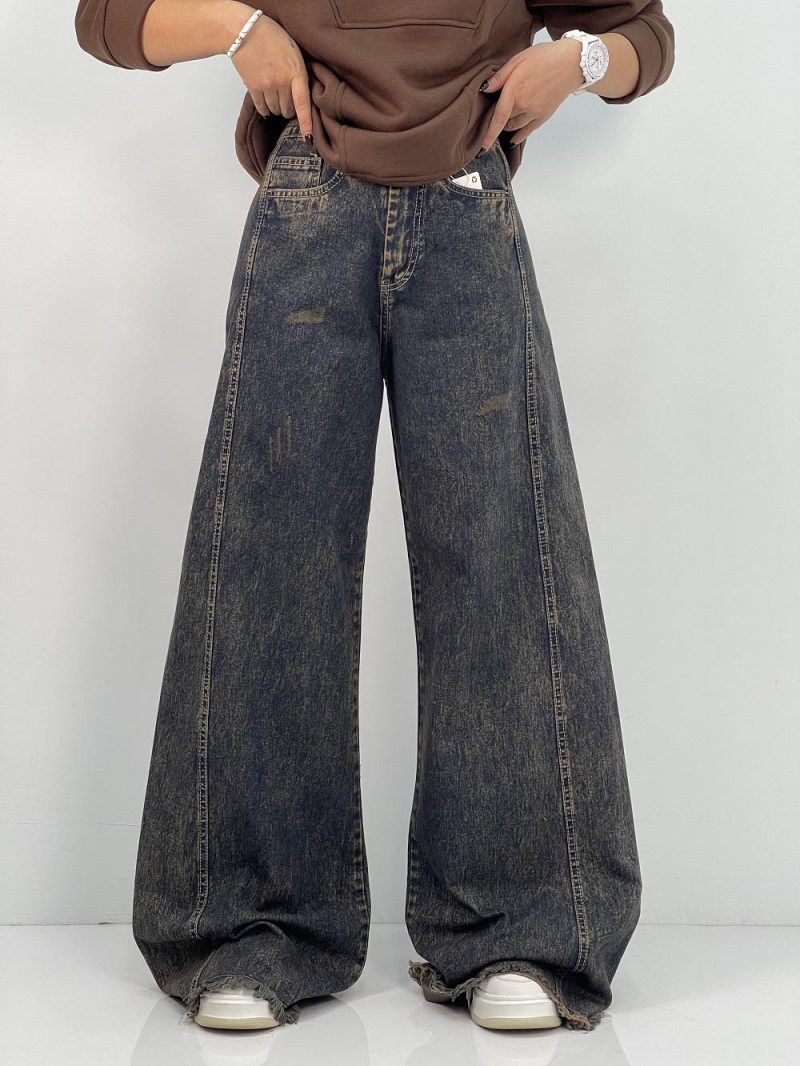 شلوار جین زنانه شافل بگ سرمه ای