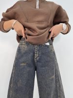 شلوار جین زنانه شافل بگ سرمه ای