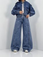 شلوار جین زنانه شافل بگ آبی