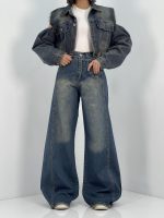 شلوار جین زنانه شافل آبی سنگشور