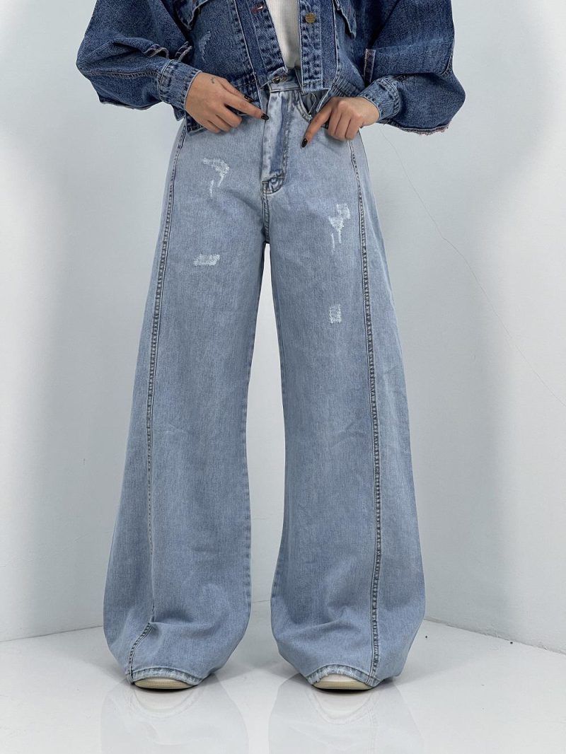 شلوار جین زنانه شافل بگ یخی