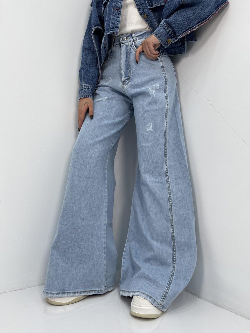 شلوار جین زنانه شافل بگ یخی