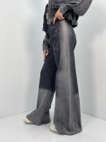 شلوار جین زنانه شافل زغالی سنگشور سفید