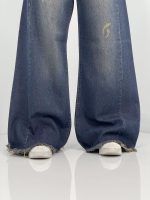 شلوار جین زنانه شافل بگ سرمه ای با سنگشور خاص