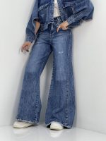 شلوار جین زنانه شافل بگ آبی سنگشور