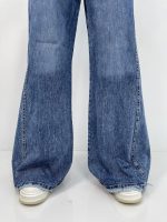 شلوار جین زنانه شافل بگ آبی سنگشور