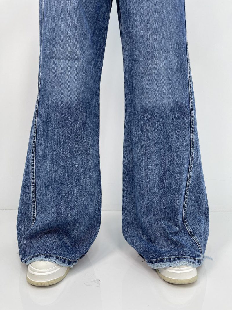 شلوار جین زنانه شافل بگ آبی سنگشور