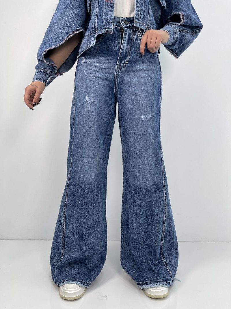 شلوار جین زنانه شافل آبی