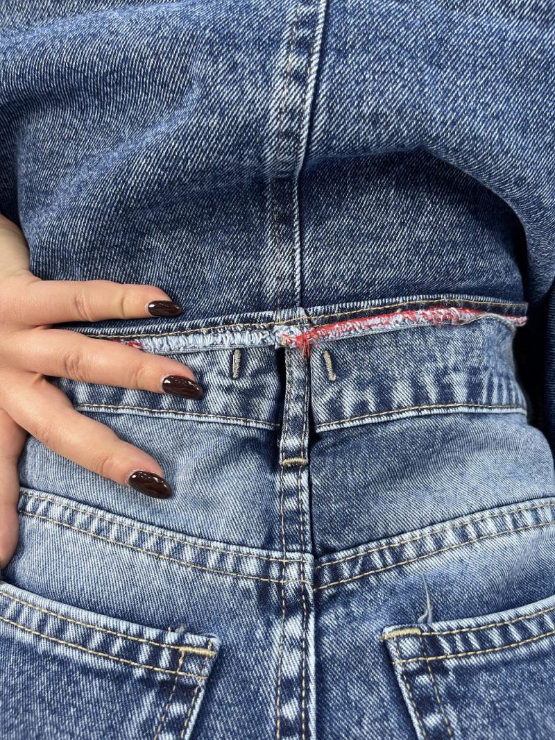 شلوار جین زنانه شافل بگ آبی سنگشور