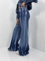 شلوار جین زنانه شافل بگ آبی سنگشور