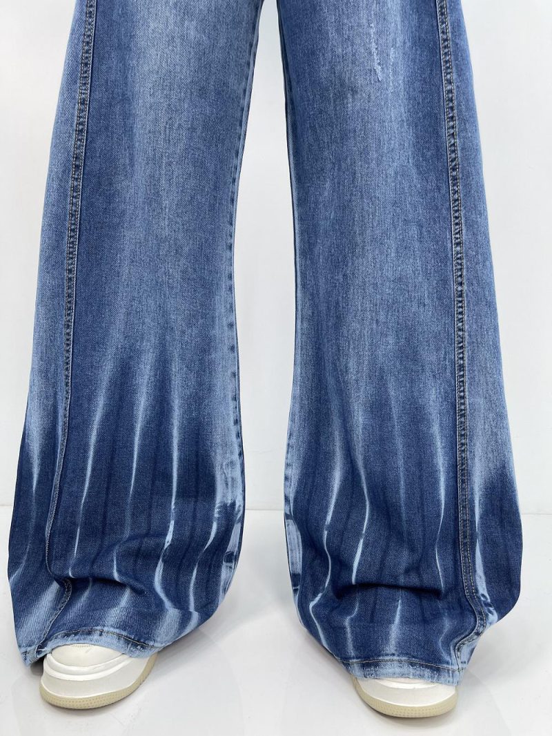 شلوار جین زنانه شافل بگ آبی سنگشور