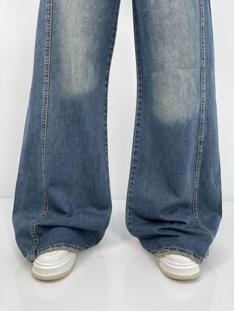 شلوار جین زنانه شافل آبی سنگشور