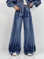شلوار جین زنانه شافل بگ آبی سنگشور