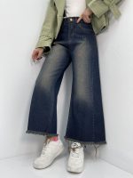 شلوار جین زنانه شافل قد نود سرمه ای سنگشور