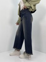 شلوار جین زنانه شافل قد نود سرمه ای سنگشور