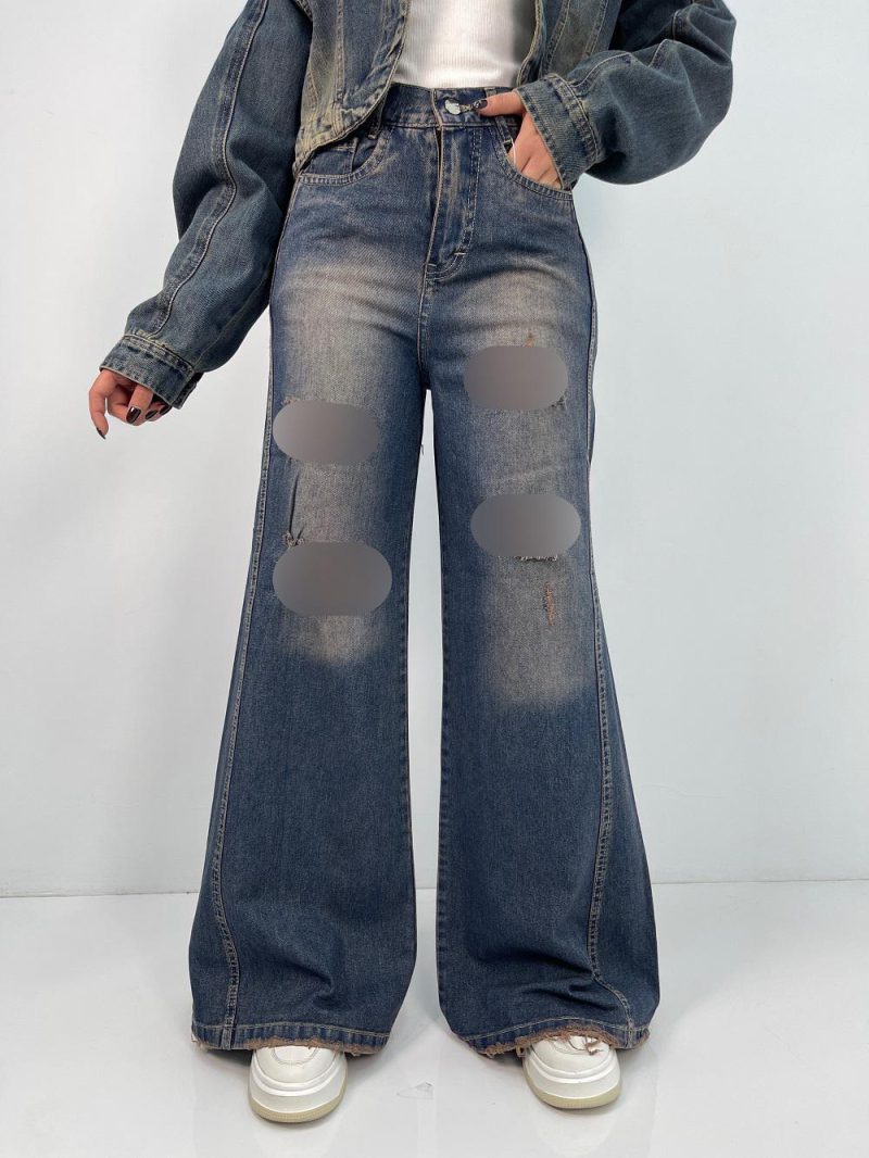 شلوار جین زنانه شافل زاپدار