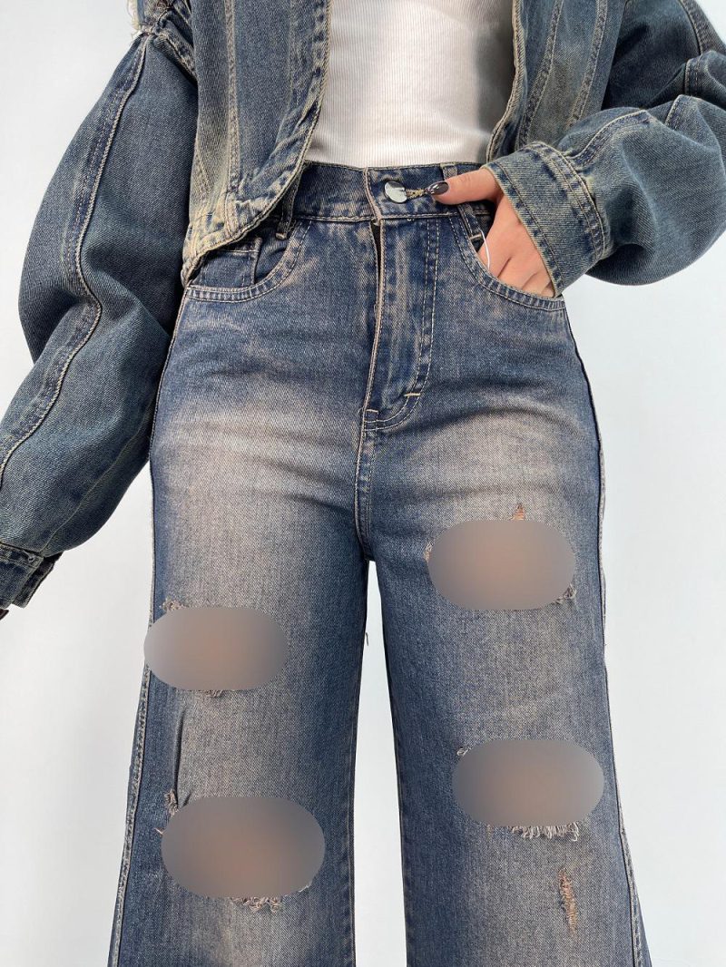 شلوار جین زنانه شافل زاپدار