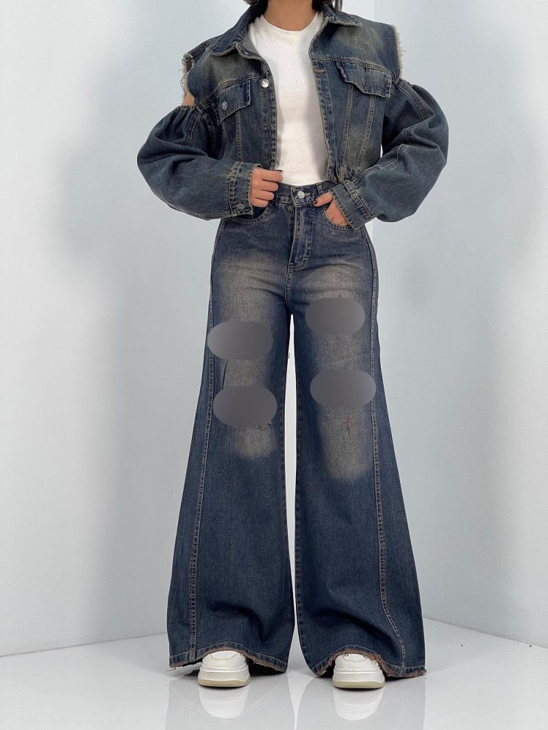 شلوار جین زنانه شافل زاپدار