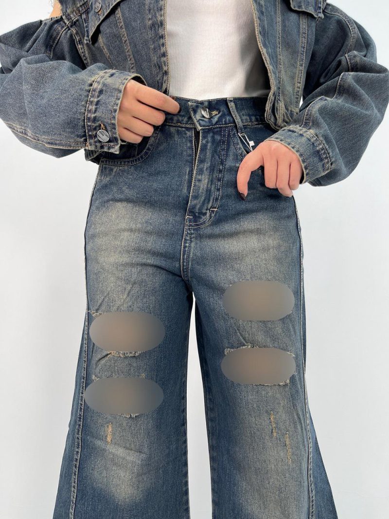 شلوار جین زنانه شافل زاپدار