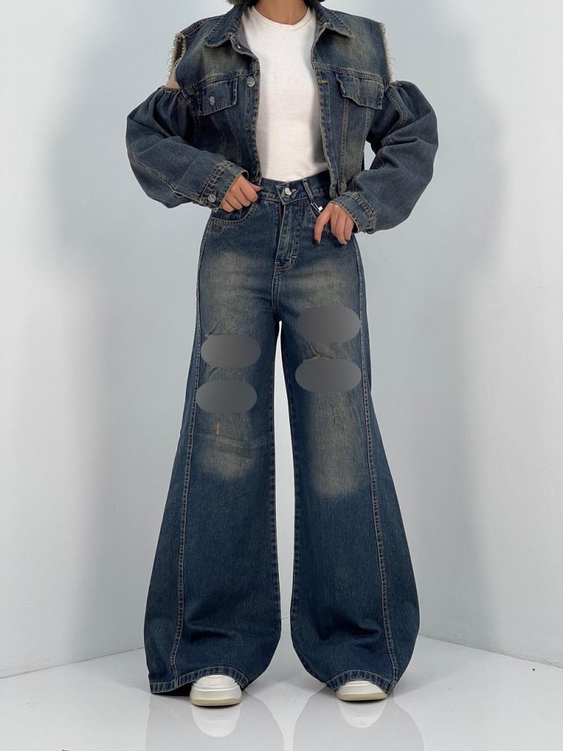 شلوار جین زنانه شافل زاپدار