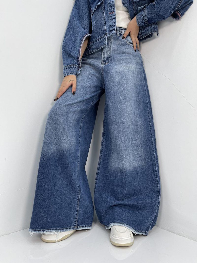 شلوار جین زنانه سوپر بگ آبی تیره