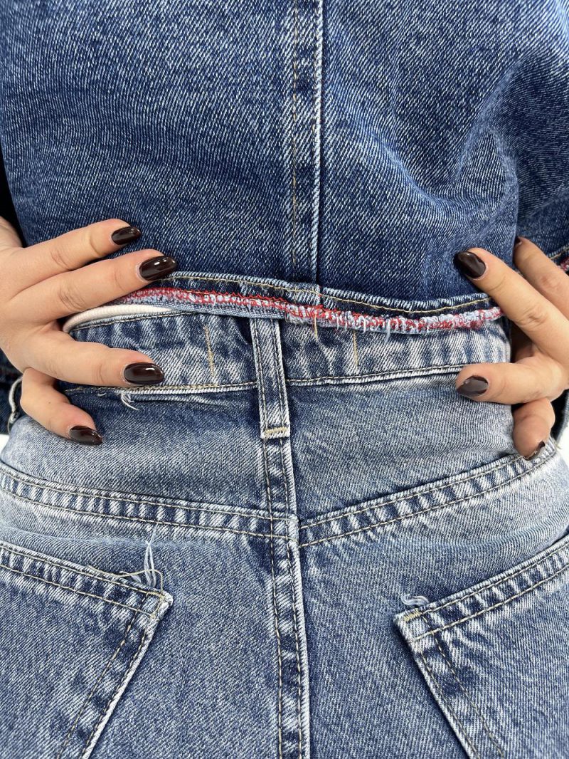 شلوار جین زنانه سوپر بگ آبی تیره