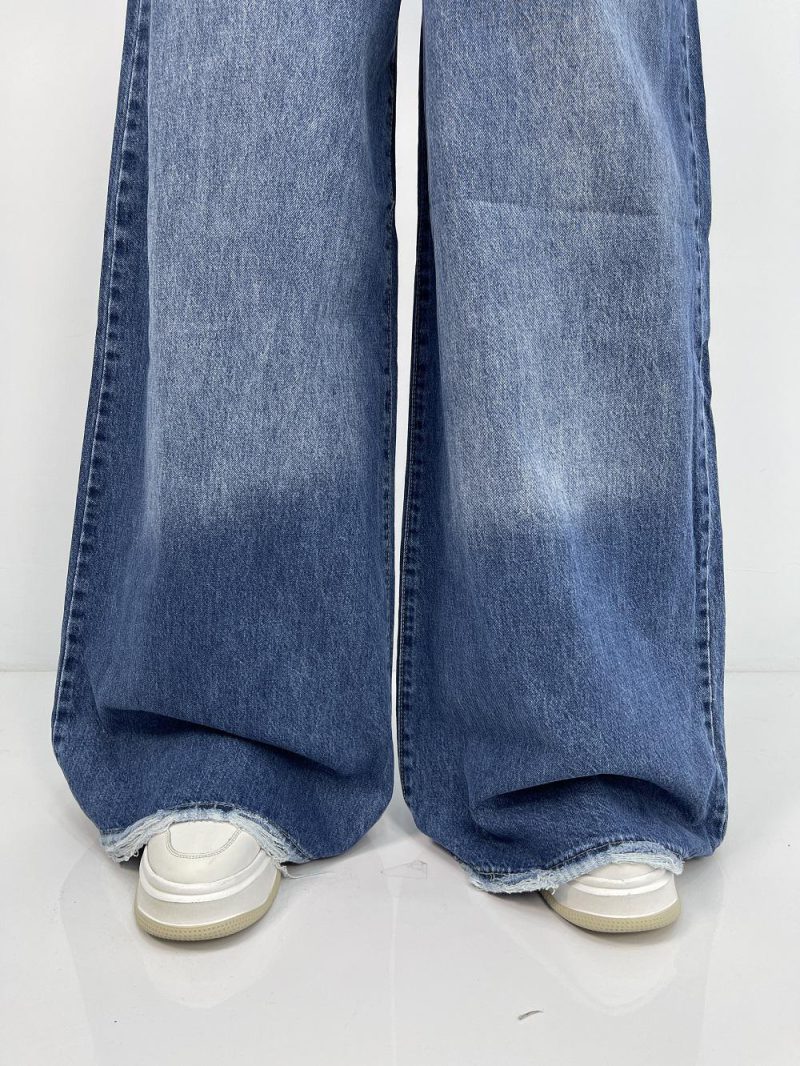 شلوار جین زنانه سوپر بگ آبی تیره