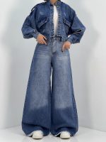 شلوار جین زنانه سوپر بگ آبی تیره