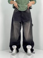 شلوار جین زنانه بالونی کارپنتری زغالی سنگشور سفید