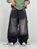 شلوار جین زنانه بالونی کارپنتری زغالی سنگشور سفید