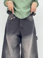 شلوار جین زنانه بالونی کارپنتری زغالی سنگشور سفید