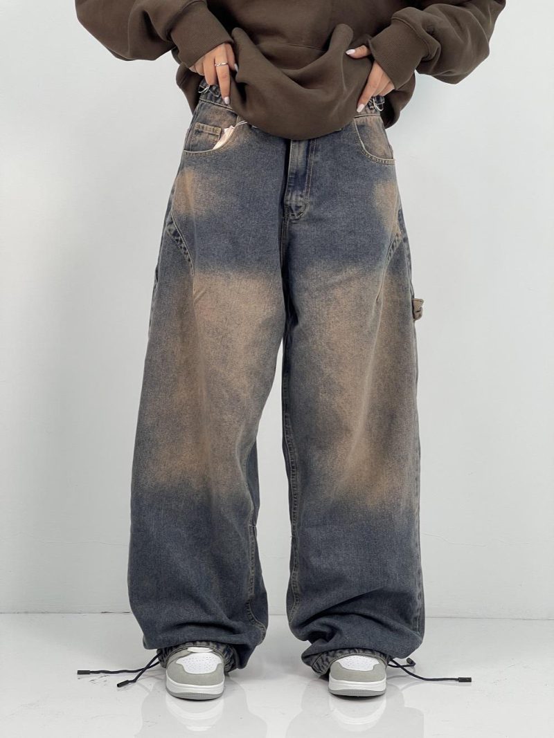 شلوار جین زنانه بالونی کارپنتری سنگشور قهوه ای