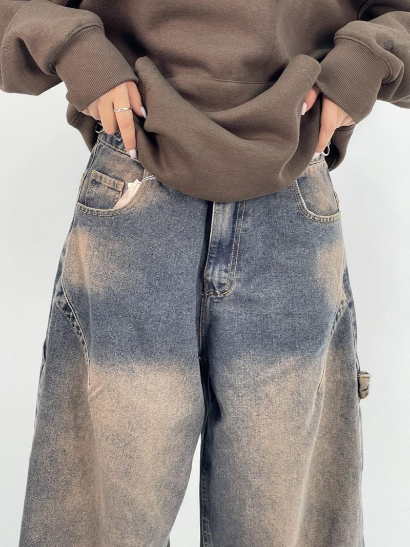 شلوار جین زنانه بالونی کارپنتری سنگشور قهوه ای