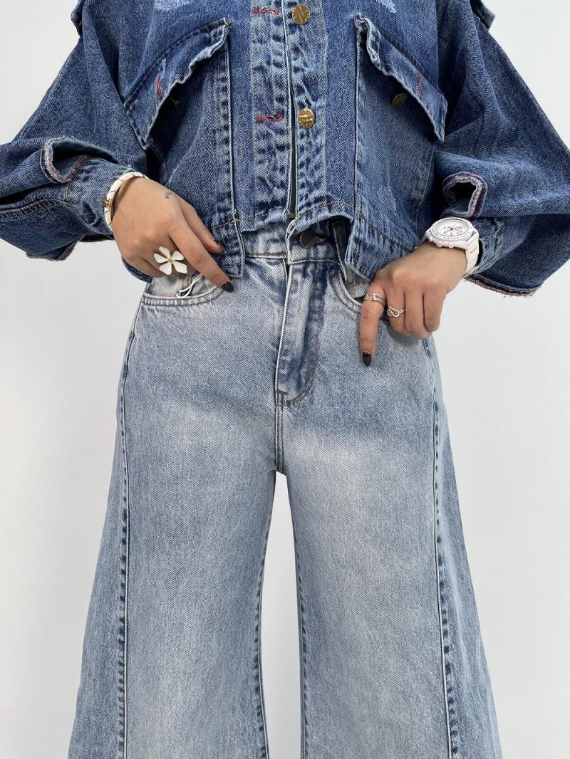 شلوار جین زنانه شافل آبی روشن