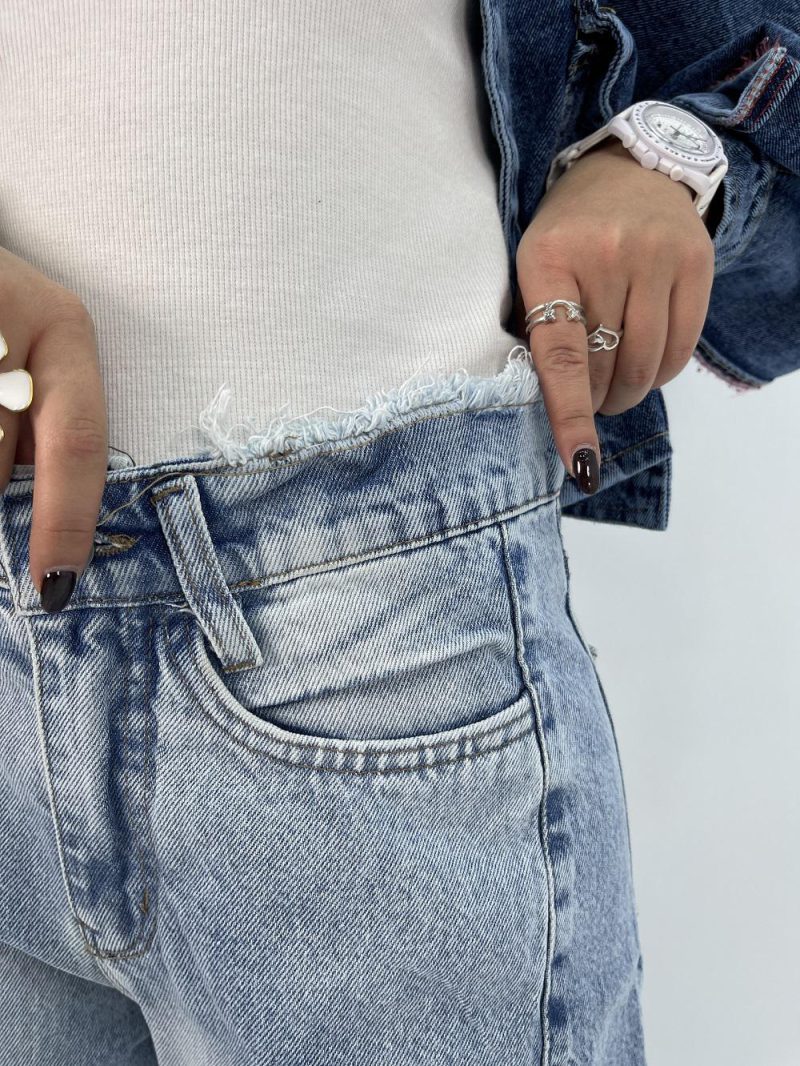 شلوار جین زنانه شافل آبی روشن